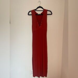 Sans Souci / Burnt Red / Ribbed / Lace up / Slit Dress